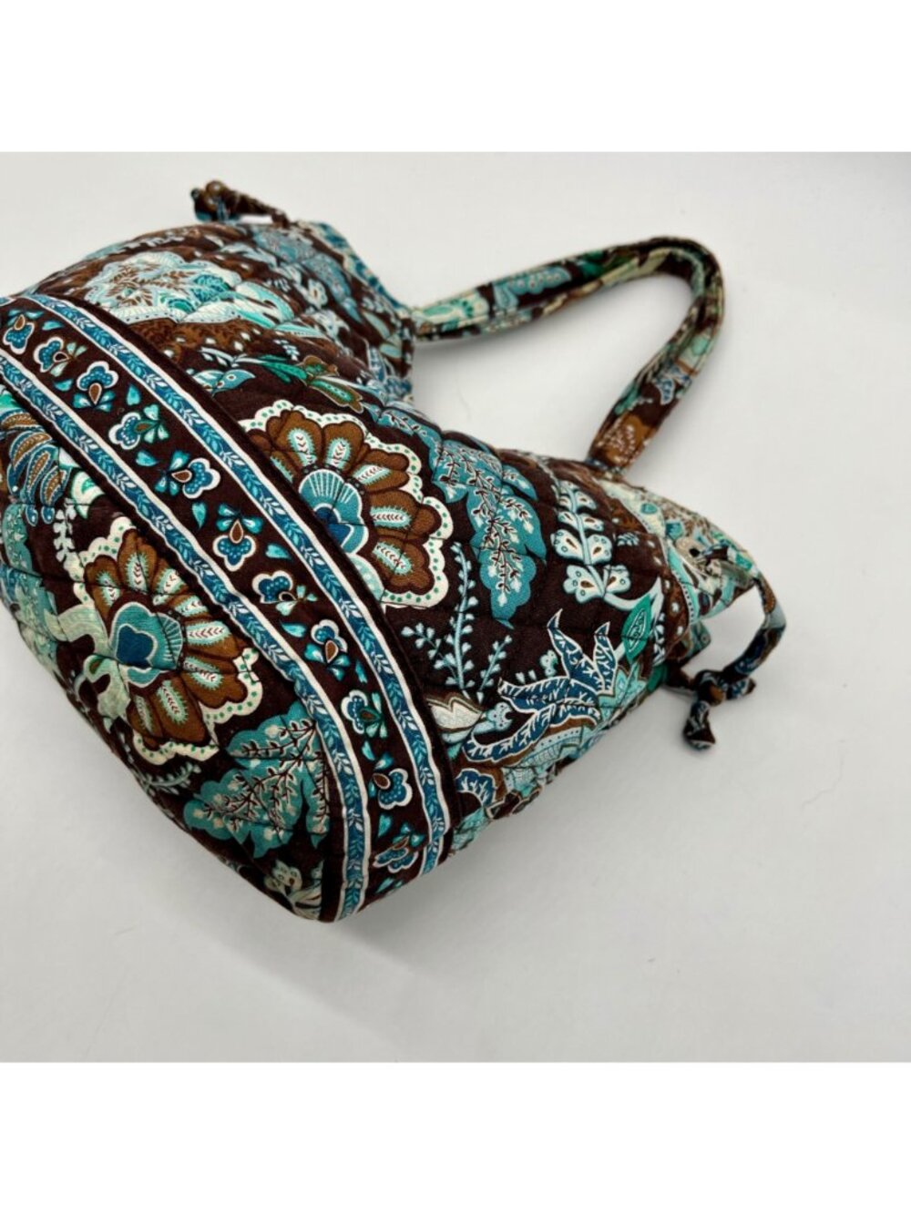 Vera Bradley Java Blue Fabric Floral Quilted Shoulder Bag - Picture 9 of 10